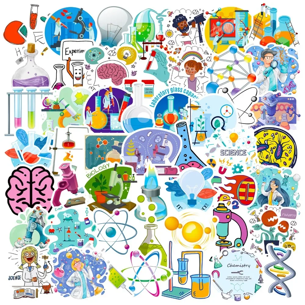 Vintage Fashion Magazine - 50 Stuks Cartoon Science Lab Sticker