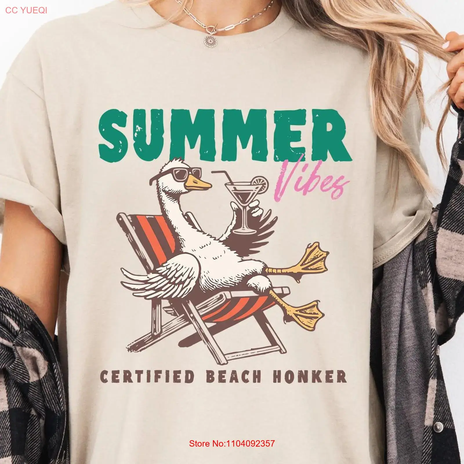 Vintage Vibes Fashion - Zomergans T-shirt Vibes Sunshine voor strandliefhebbers