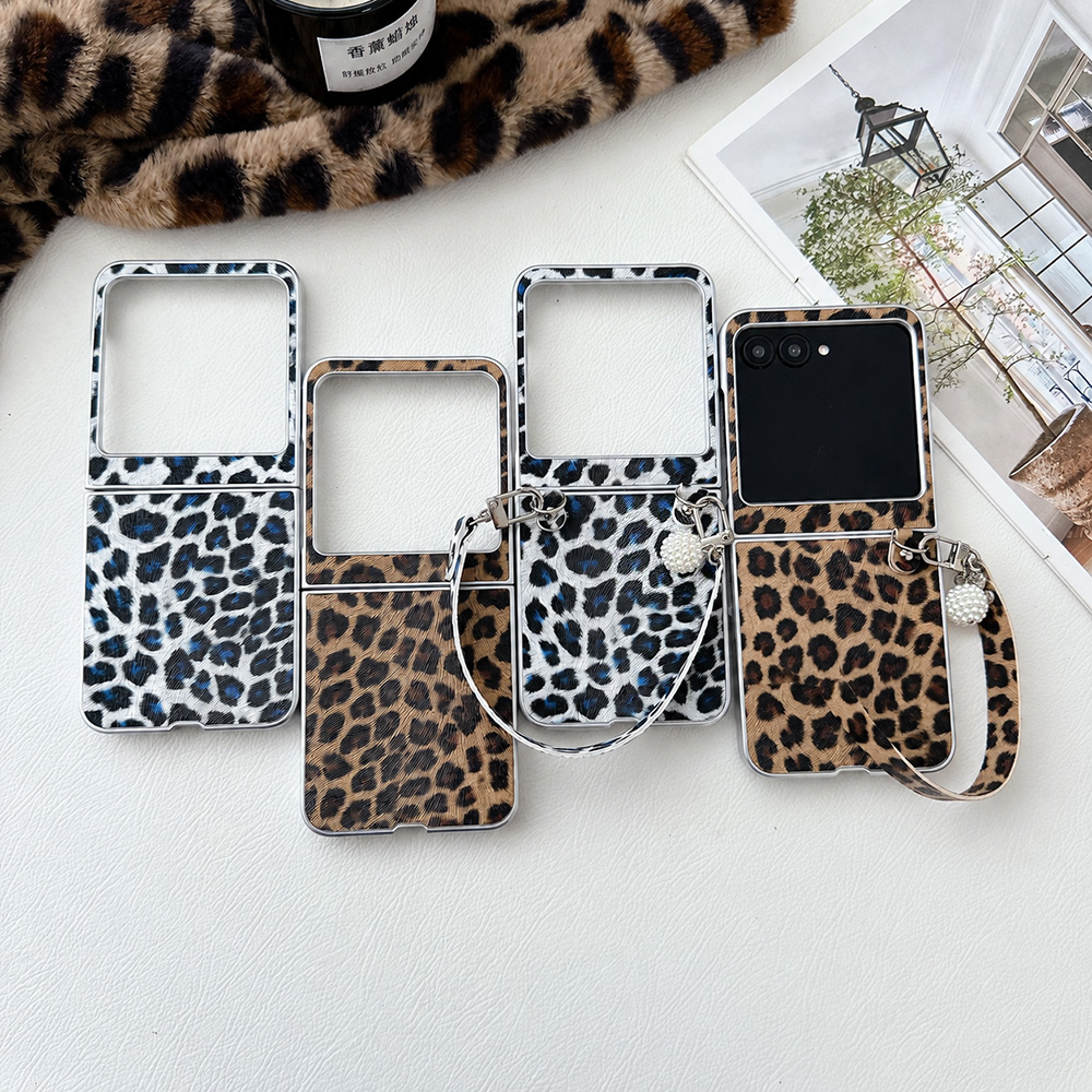 Vintage Fashion Dresses - Luipaardprint Opvouwbare Flip Telefoonhoes Voor Motorola