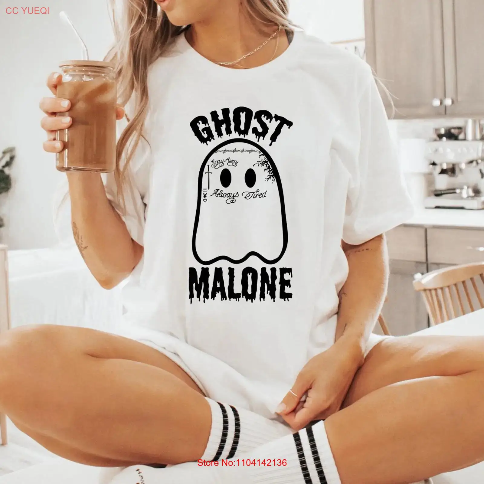 Vintage Vibes Fashion - Ghost Malone T-shirt Grappig Halloween Spooky