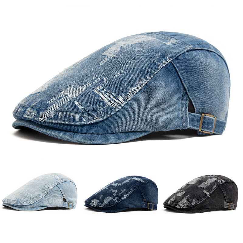 Vintage Fashion Nz - Mode Mannen Gescheurde Denim Baret Vrouwen