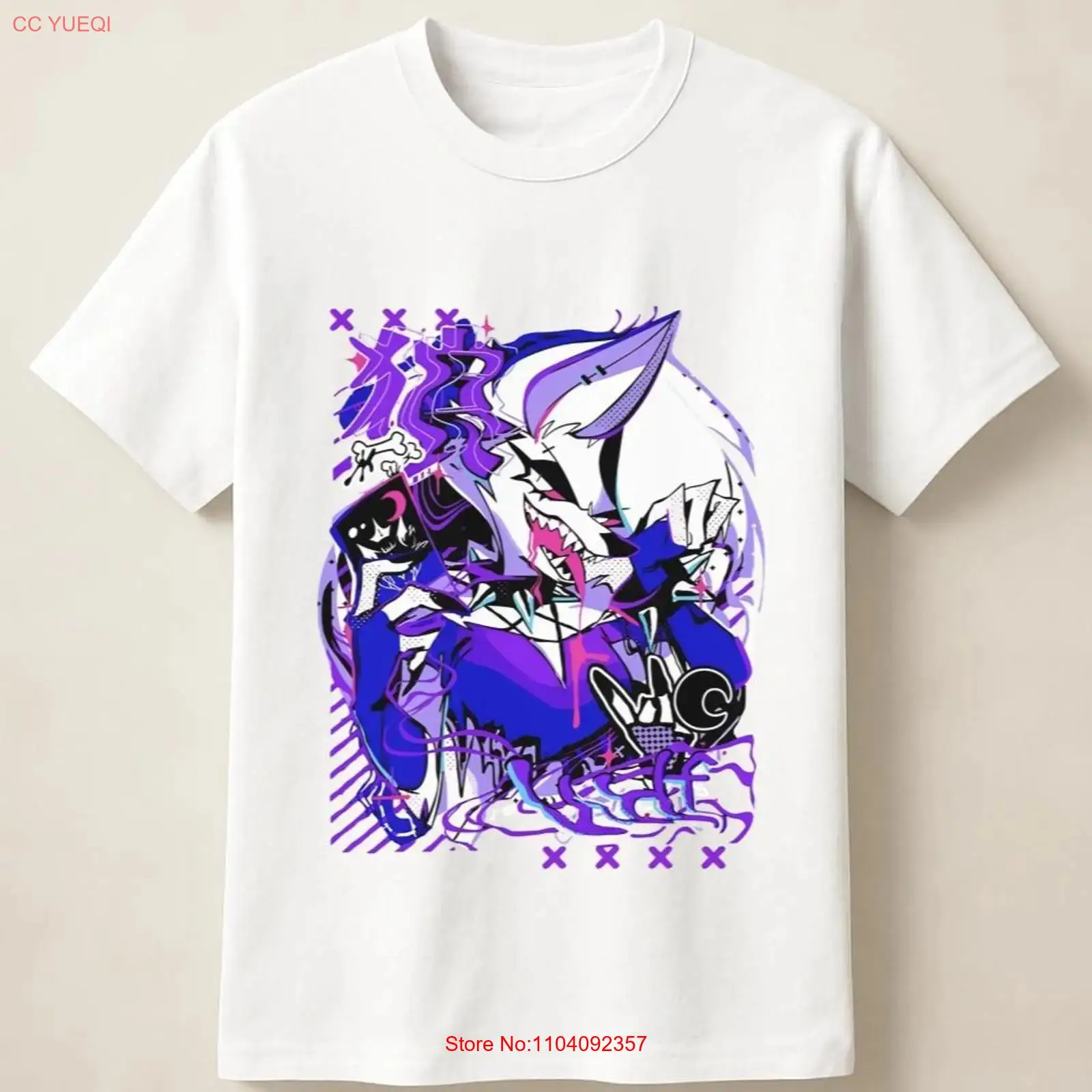 Vintage Fashion Style Men - Paarse Anime Wolf in Graffiti Poster