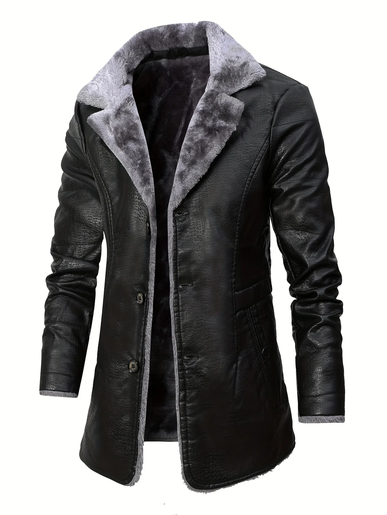 Velvet Blazer Vintage - Heren middellange en lange PU-leren jas,