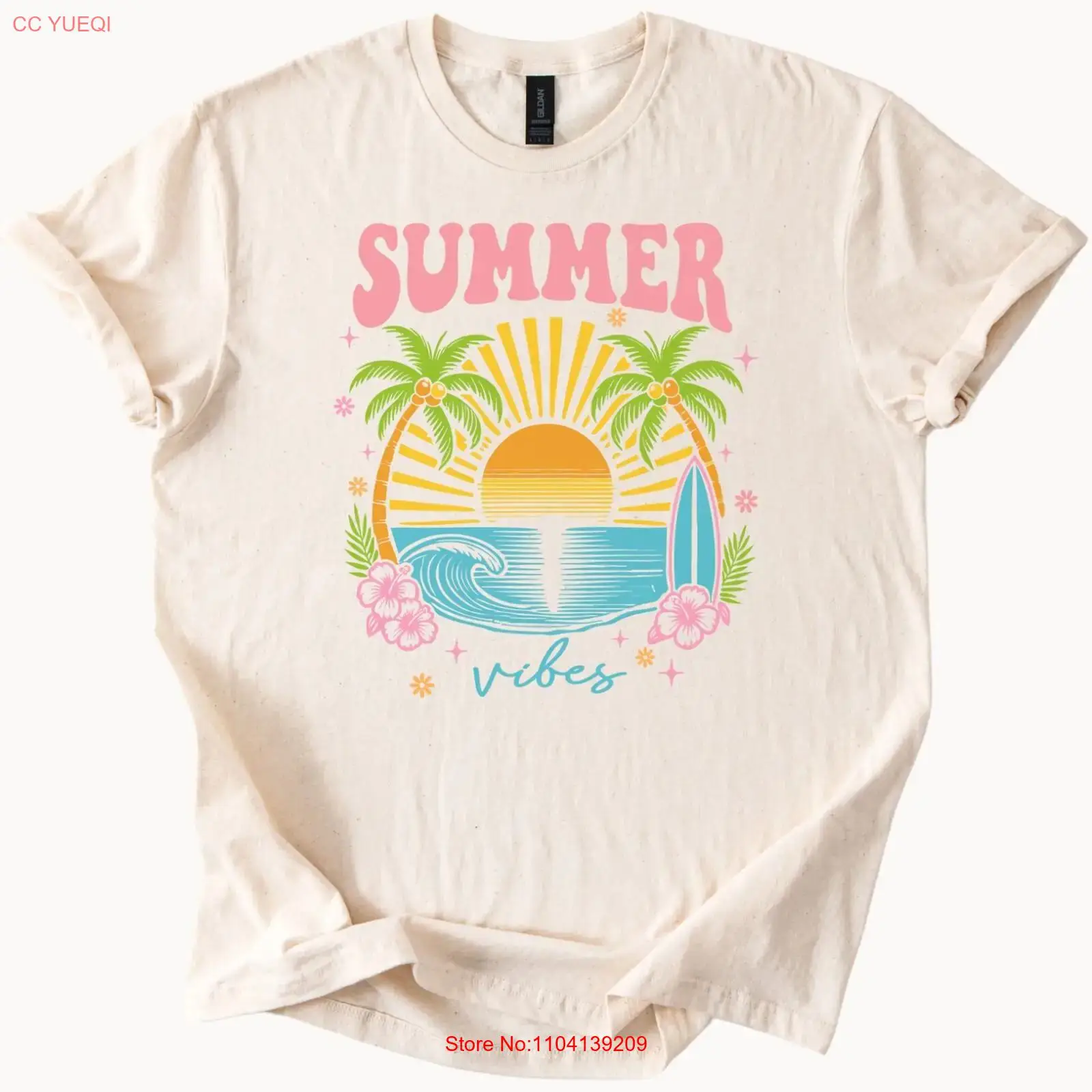 Vintage Vibes Fashion - Summer Vibes T-shirt Strand Zonsondergang Palmbomen