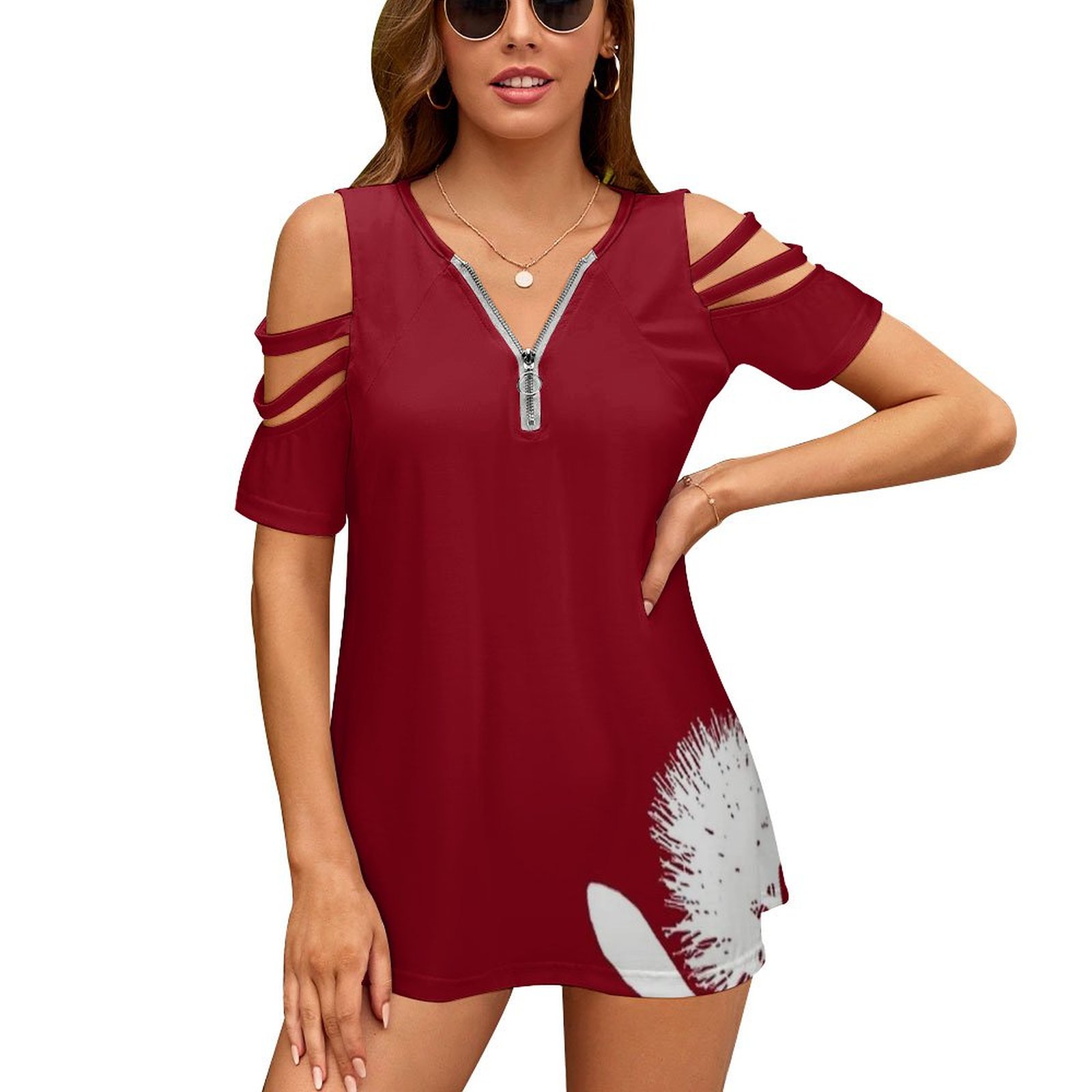 Vintage Fashion Nz - Pohutukawa-Wit Op Rood Vrouwen Rits Sexy