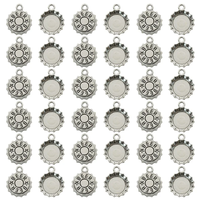 Vintage Fashion Jewelry - 15 Stuks Antiek Verzilverd Bier Cap