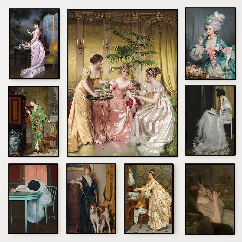 Vintage Vogue Fashion Poster - De Renaissance Vrouwen Portret Poster Vintage