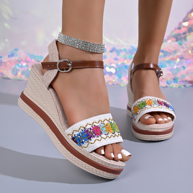 Vintage Fashion Prints - Zomerse Bohemian stijl gevlochten dames muiltjes