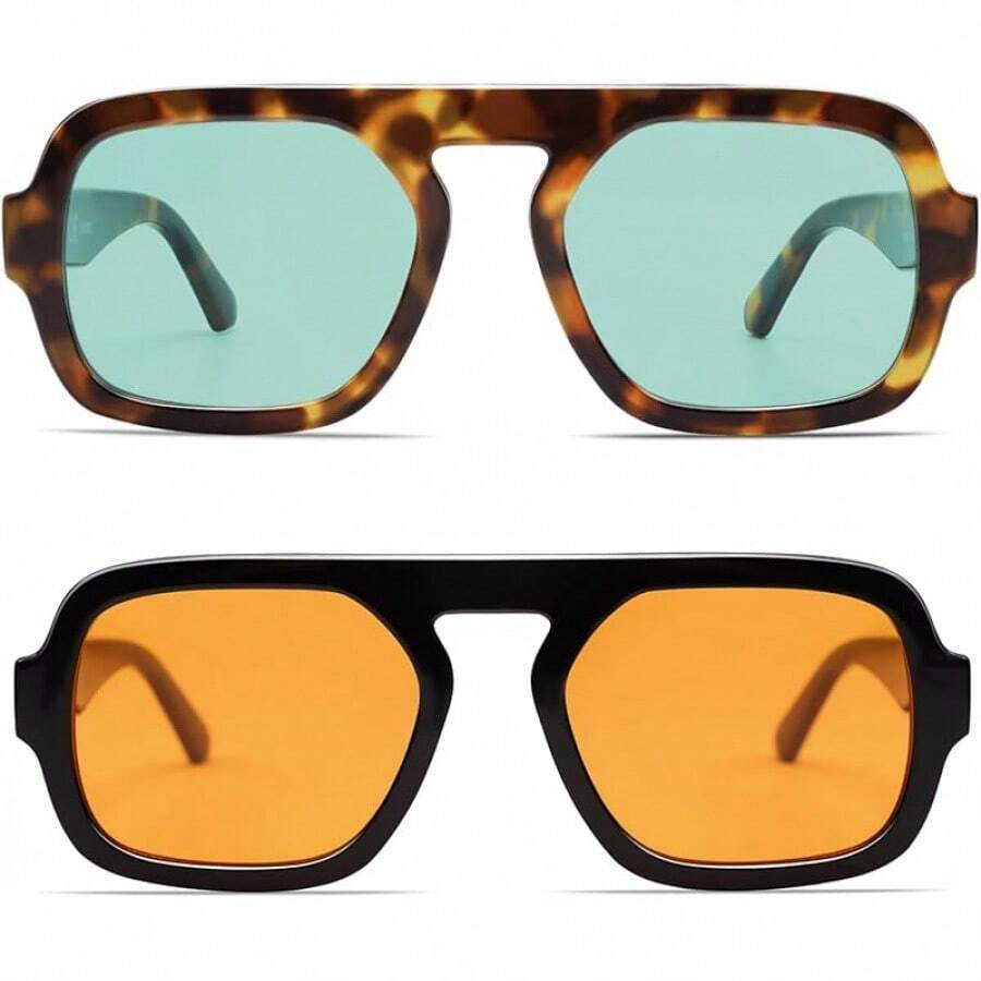 Vintage Fashion Style Men - VANLINKER Oversized Retro Square Aviator voor