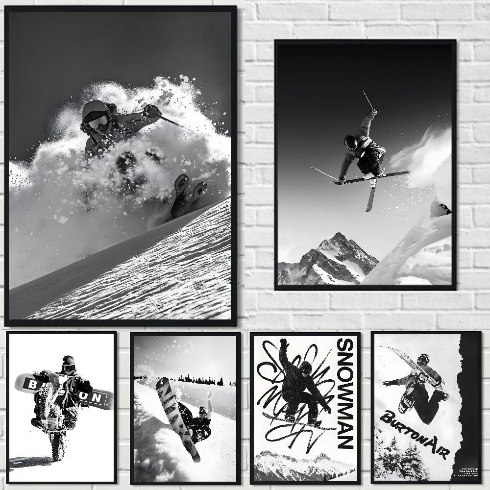 Vintage Vogue Fashion Poster - Zwart Wit Vintage Ski Foto Kunst