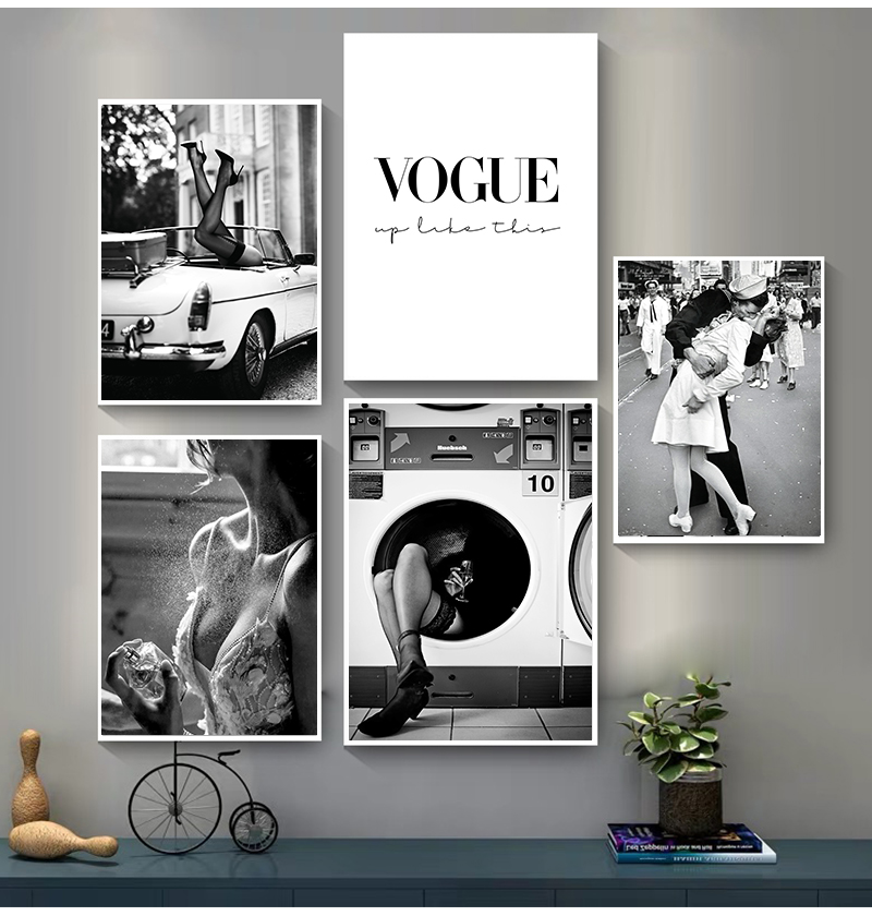 Vintage Vogue Fashion Poster - Vrouw foto's voor woonkamer vintage mode