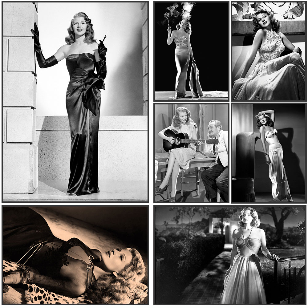 Vintage Vogue Fashion Poster - Rita Hayworth poster, zwart en wit,
