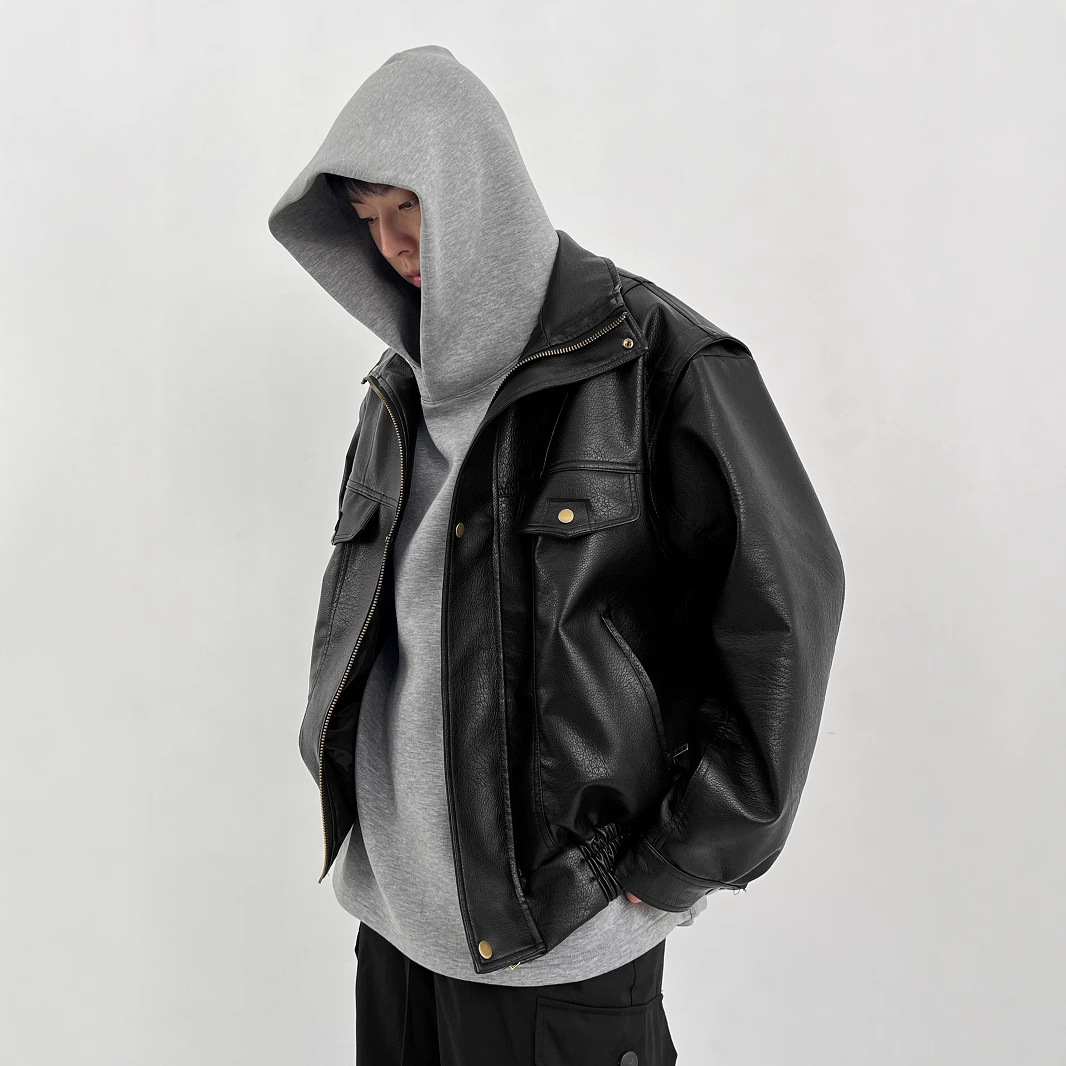 Pu lederen heren verdikte bike - Vintage Windbreaker Nylon recensie en prijs